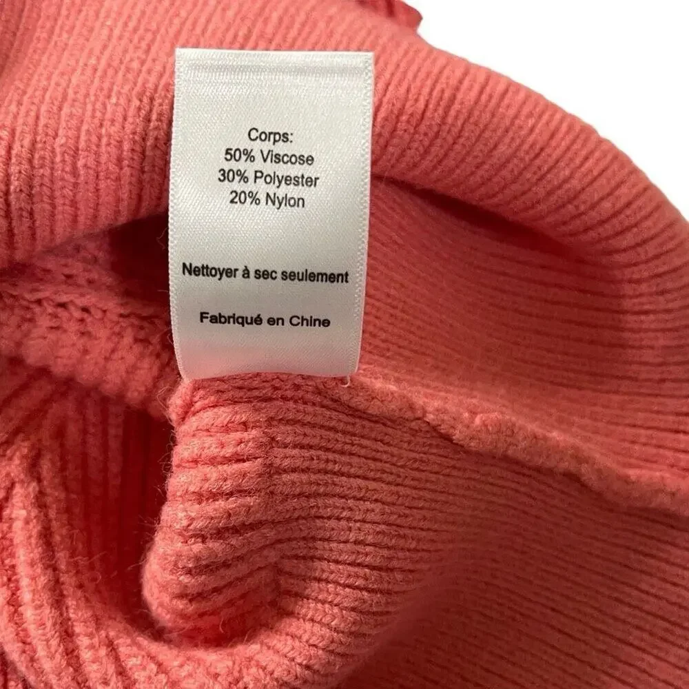ASTR The Label Women's Mock Neck Puffed Sleeves Knit Pullover Sweater Size Large